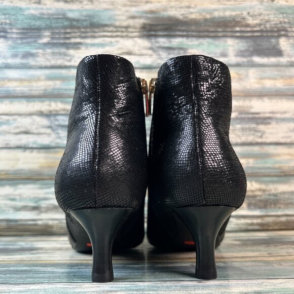 Rockport Ankle Boot Sz 8M Black Leather Pointed Toe Zip Cone Heel Comfort Ladies - Picture 6 of 11